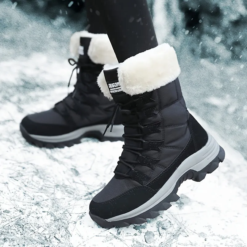 Waterproof Snow Boots - Warm, Non-Slip, Lace-Up for Winter Outdoor Activities & Casual Wear