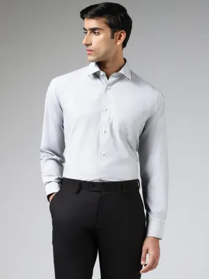 WES Formals Light Grey Relaxed-Fit Dobby Shirt