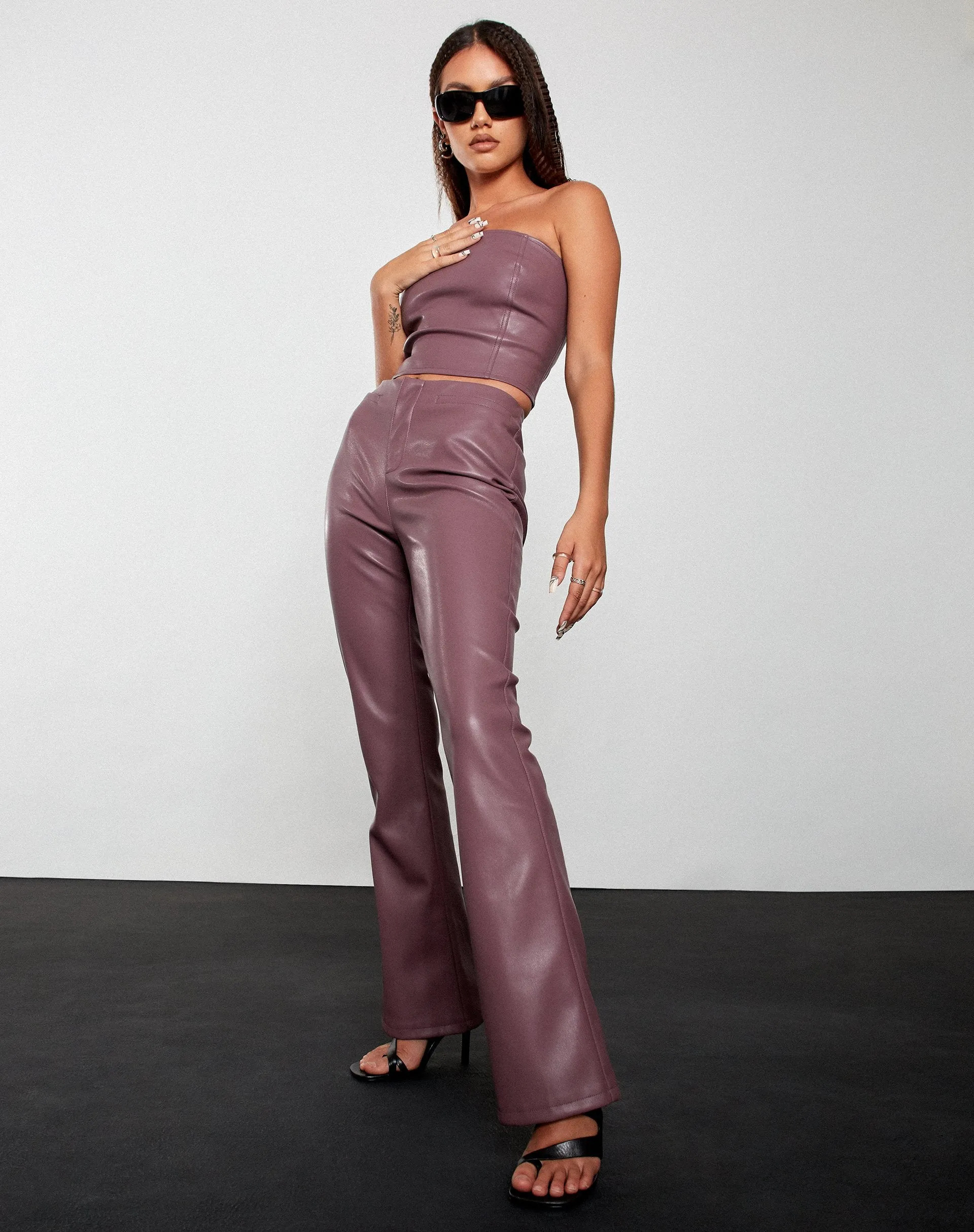 Zalor Flare Trouser in Pu Purple